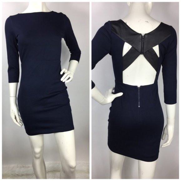 Alice + Olivia Dresses & Skirts - 🥳HP🥳Alice+Olivia Blue Bodycon Leatherback Dress Silver Tag